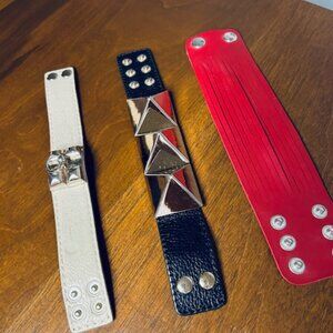 CLEARANCE!  3-pack Leather Cuffs (One Faux Leather)